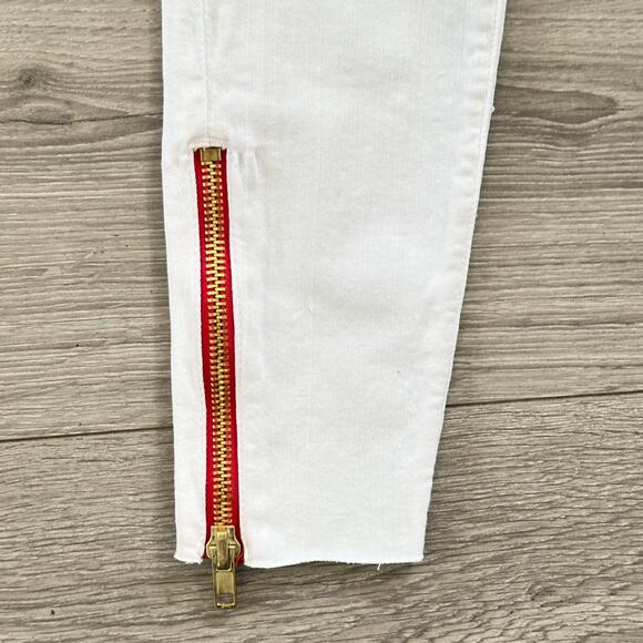 Etienne Marcel White High Rise Red Ankle Zipper Skinny Jeans Size 24 NWT $245 - Picture 10 of 12